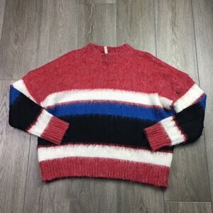 RAGA Braelyn Pullover Sweater Long Sleeve Soft Knit Striped Multicolor Small